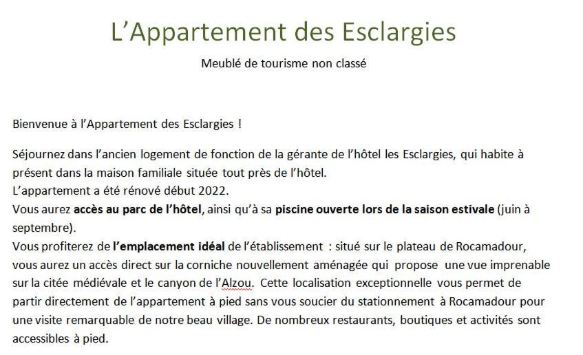 L'Appartement Des Esclargies Rocamadour Exterior foto